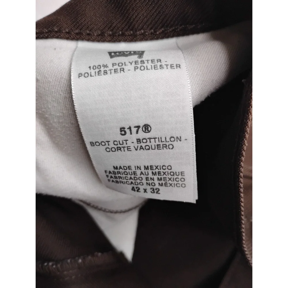Levis 517 Boot Cut Pants Mens 42x28 Brown 90s Trousers polyester‎
